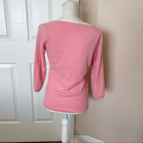 J.Crew 100% Cashmere V-neck Light Pink Sweater medium - Picture 5 of 6